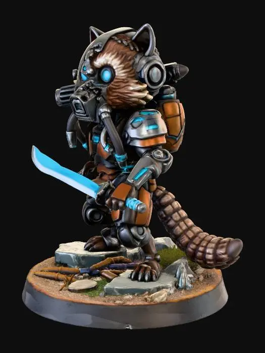 3D model for Cyber Raccoon Warrior