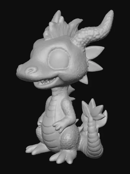 3D model for a whimsical Pixel Art red Highly Detailed dragon.