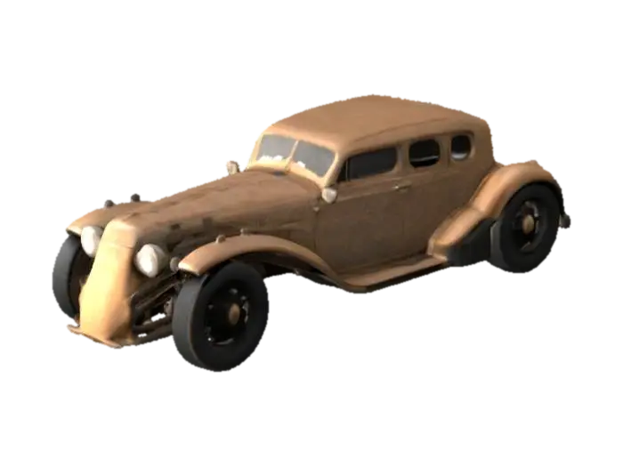 Golden Vintage Car - Automobiles model 3D, wygenerowany przez AI