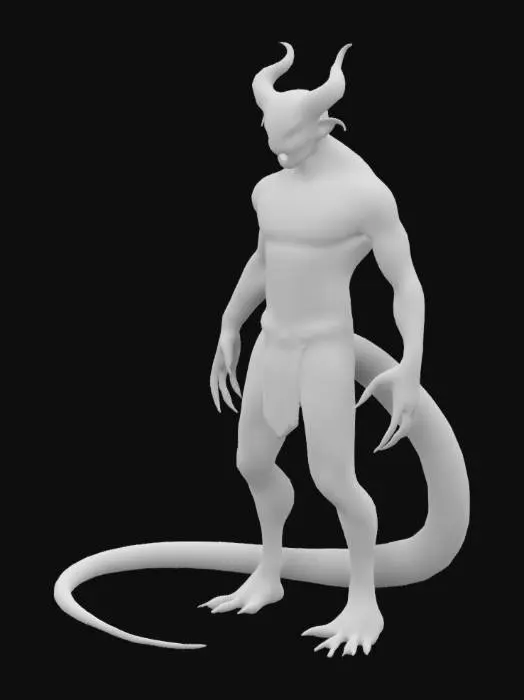 3D model for west african serpent demon half human
