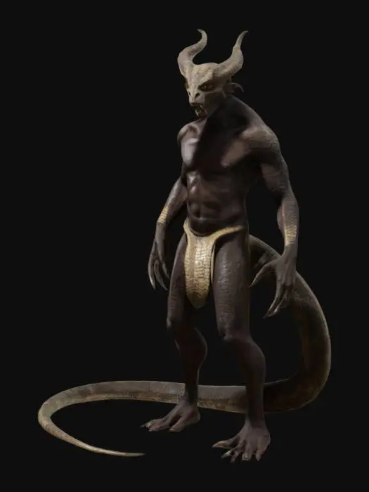 3D model for west african serpent demon half human
