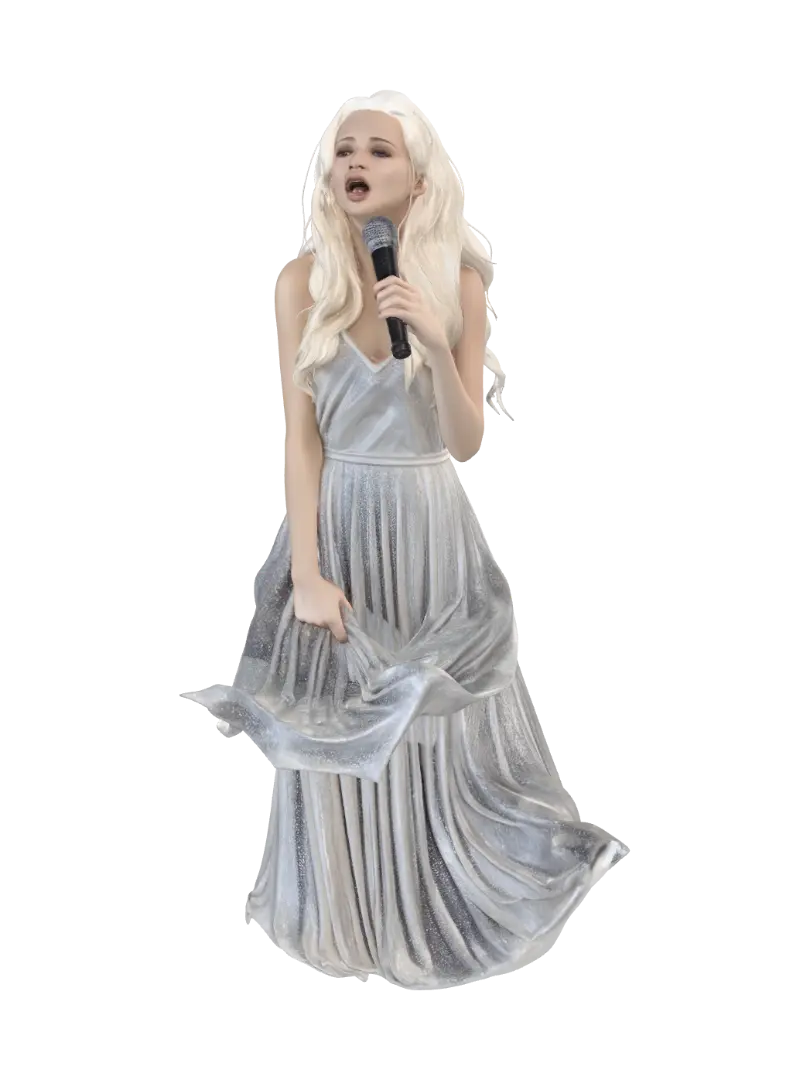 Silvery Serenade on Stage - Spotlight 3D model, vytvořený pomocí AI