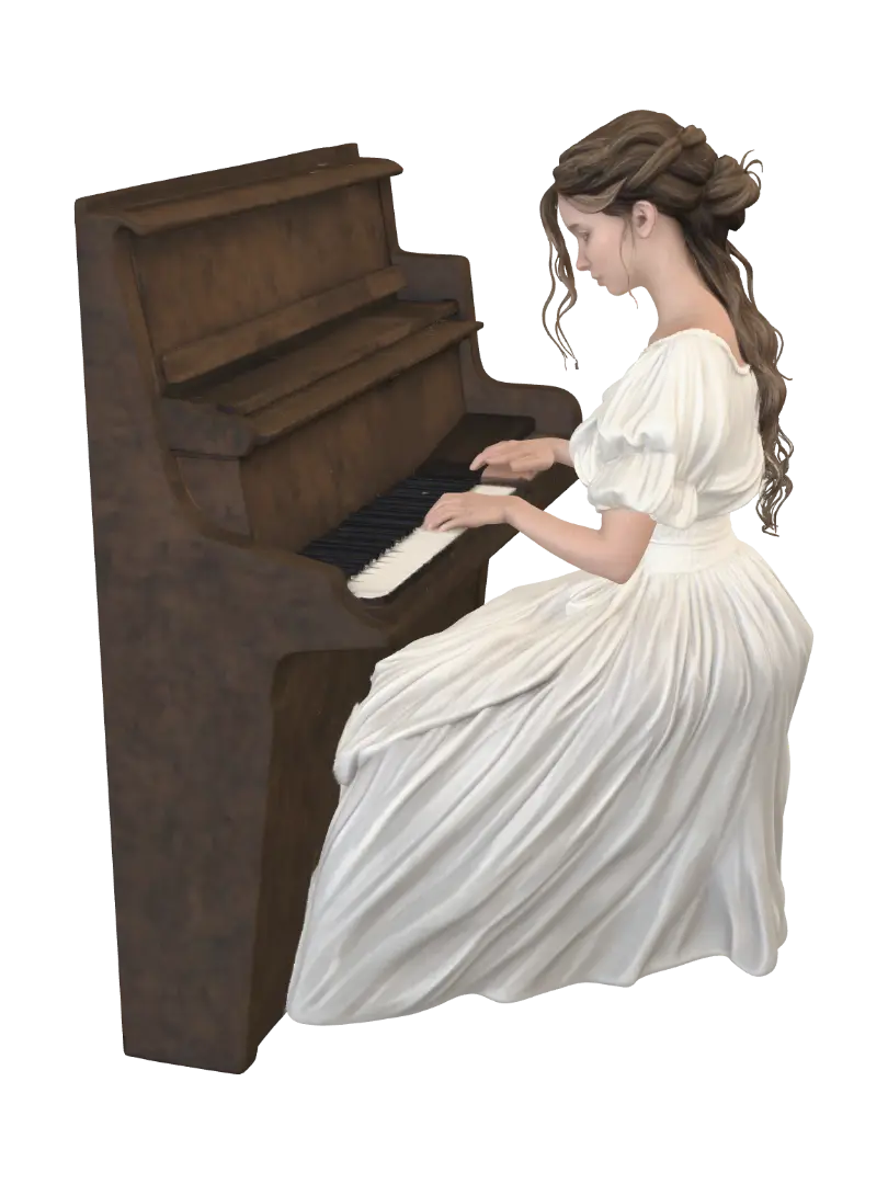 Whispers at the Piano - Spotlight 3D model, vytvořený pomocí AI
