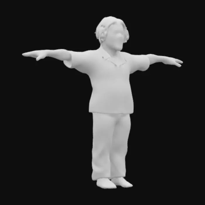 3D model for a full bodied T posing homeless poor man