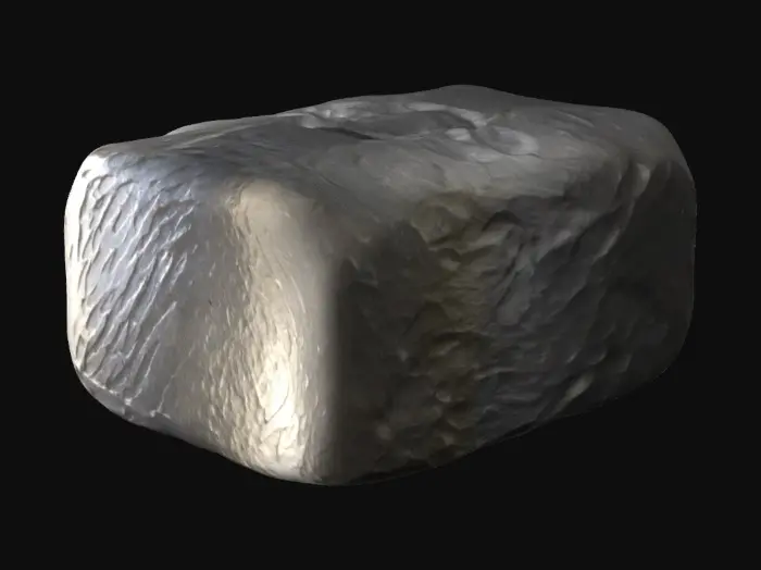 3D model for Make a textured, colored alloy made of 30 percent platinum and 60 percent titanium, and 10 percent tungsten