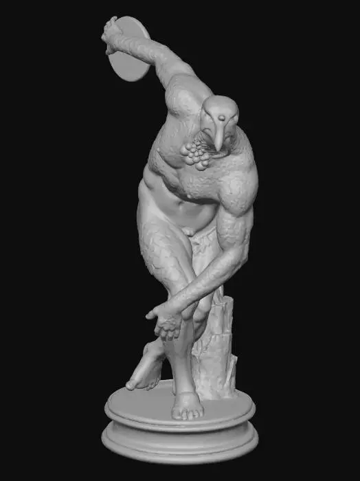 3D model for #Thanksgiving#, A plump turkey  marble statue the pose of Discobolus