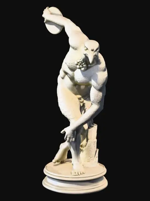 3D model for #Thanksgiving#, A plump turkey  marble statue the pose of Discobolus