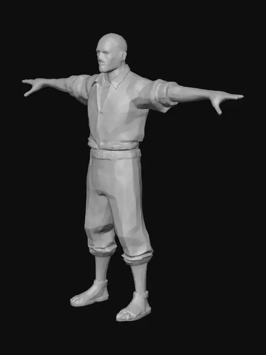 3D model for dark fantasy, grim, zombie, living dead farmer, torn shirt and clothes, medieval style, detailed face, T-pose, symmetry, realistic, extremely detailed, high resolution texture