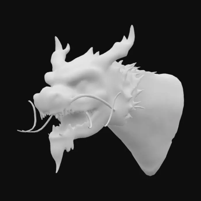 3D model for crea en 3d la cabeza de un dragon japones con bigotes que sea de varios colores