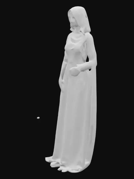3D model for Solo, 1girl, tall women, cape over body, black nun outfits, long skirt, faceless, white gloves, veil face /(Veil covered face)\, long cape, \(cape covering full body/), cape touch the ground, used cape to covered, kiss