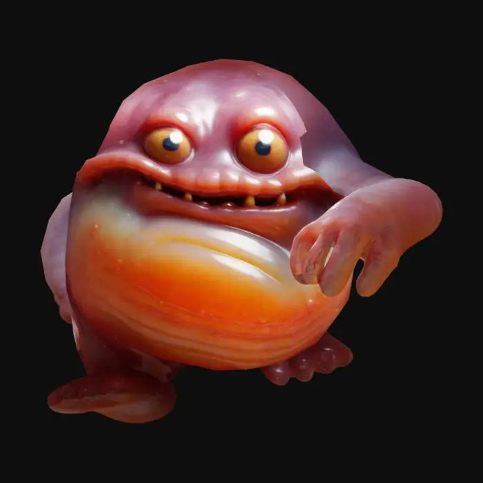 3D model for A gooey monster that is chubby and big fat, with a body that looks like jelly