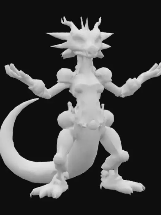 3D model for #AroundTheWorld#, Steampunk, clockwork, glowing glass blue dragon newt, humanoid