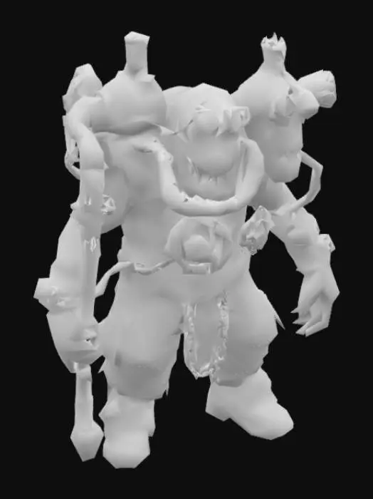 3D model for Steampunk themed, two headed ogre with massive club