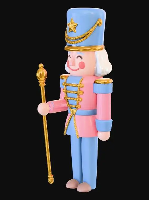 3D model for Pink blue pastel nutcracker