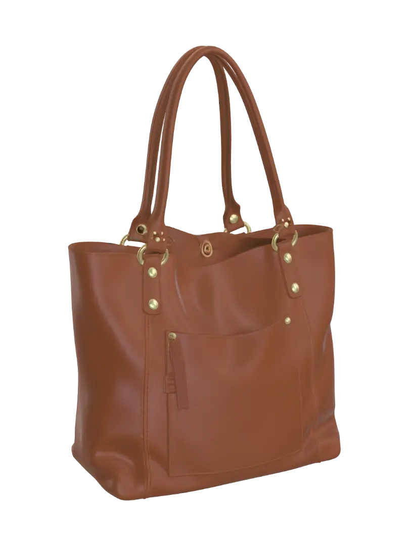 Brown Leather Tote Bag 3D model, vytvořený pomocí AI