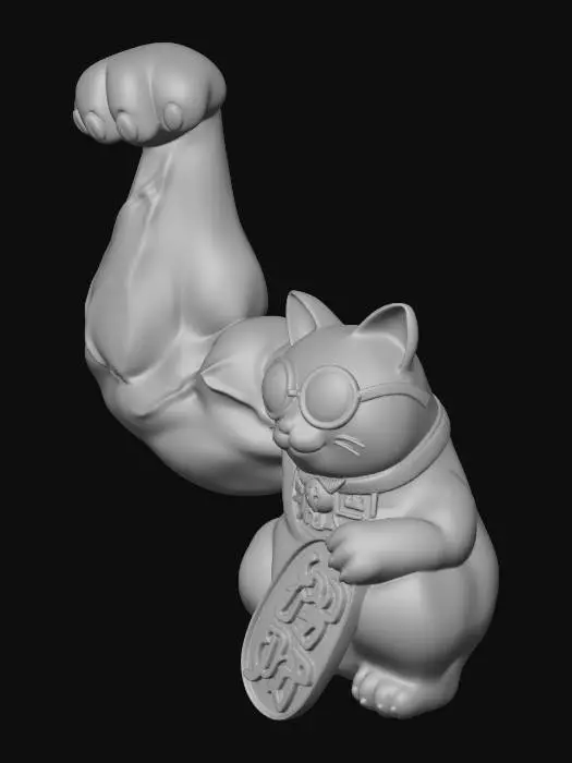 3D model for Muscular Maneki-neko, filled inside
