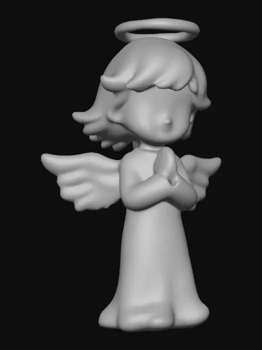 3D model for a white toy angel in a soft style