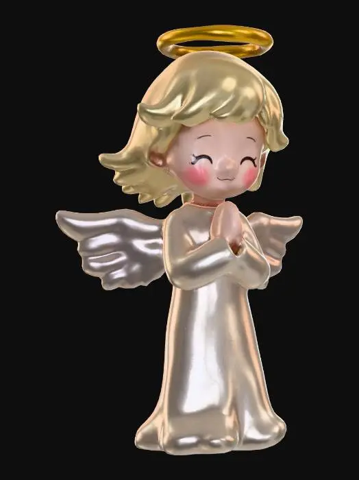 3D model for a white toy angel in a soft style