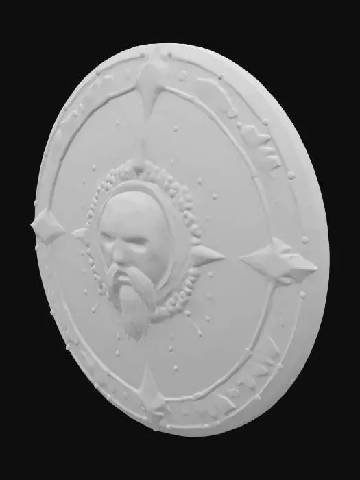 3D model for #emblem#, shield of the uberchad, chuck norris golden image on shield