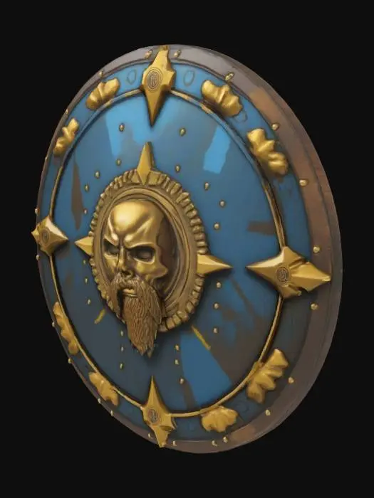 3D model for #emblem#, shield of the uberchad, chuck norris golden image on shield