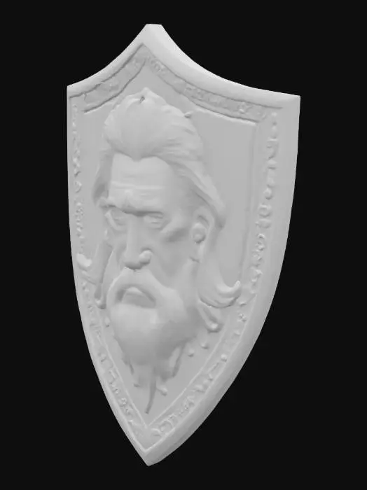 3D model for #emblem#, shield of the uberchad, chuck norris golden image on shield