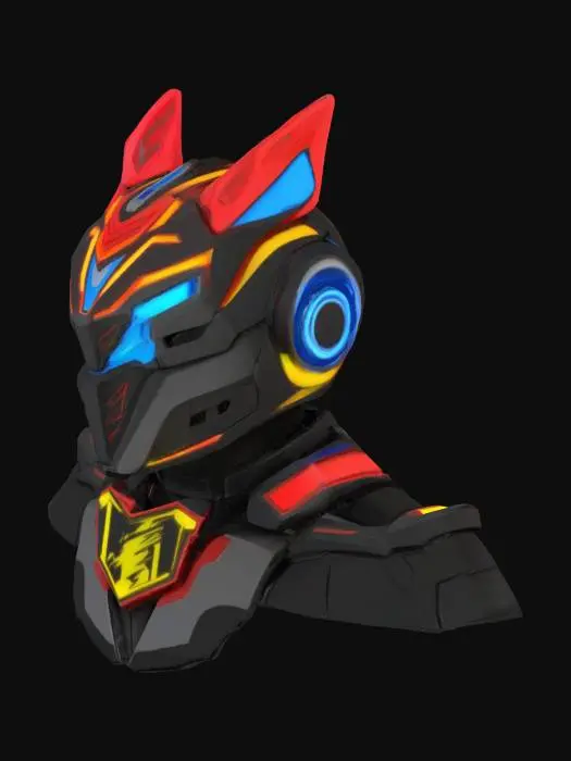 3D model for #emblem#, voltron style neon helmet heraldry shield