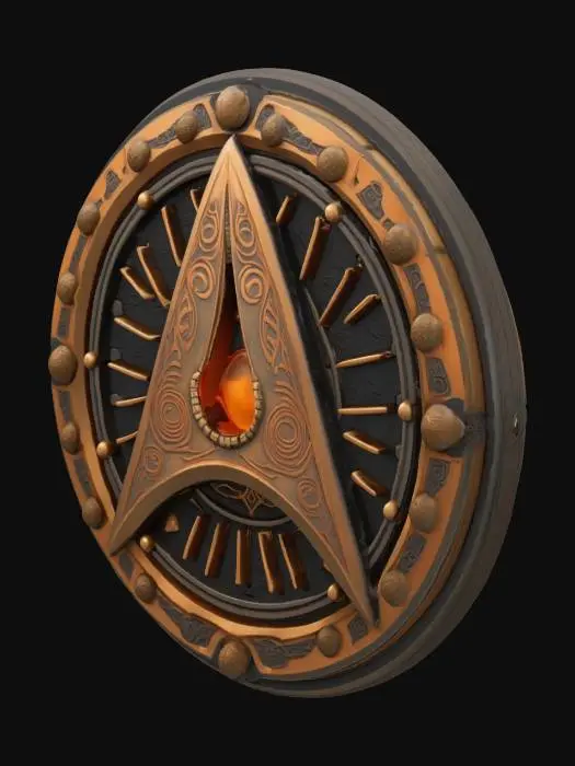 3D model for A Star Trek Delta badge, Diablo art style, #emblem#, Steampunk, Ultra Realistic, emblem