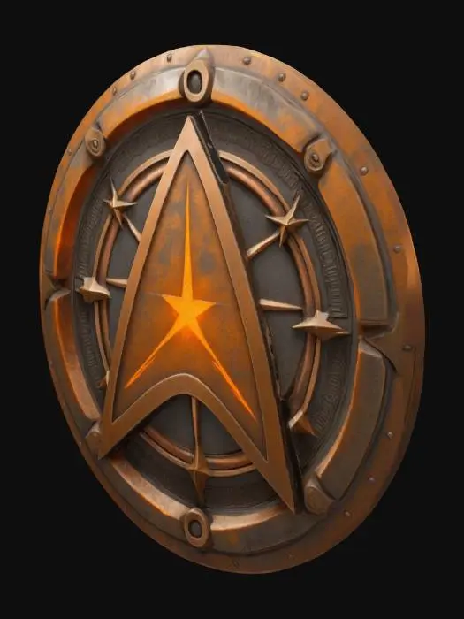 3D model for A Star Trek Delta badge, Diablo art style, #emblem#, Steampunk, Ultra Realistic, emblem