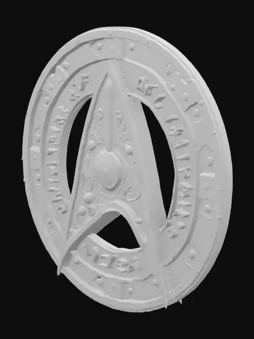 3D model for A Star Trek Delta badge, Diablo art style, #emblem#, Steampunk, Ultra Realistic, emblem