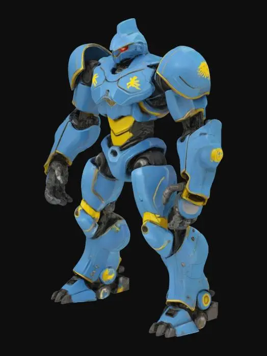 3D model for #emblem#, Ukrainian Giant Magic Mecha Army kaiju giant game asset, 