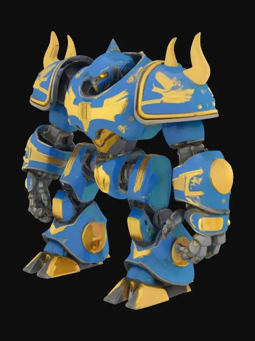 3D model for #emblem#, Ukrainian Giant Magic Mecha Army kaiju giant game asset, 