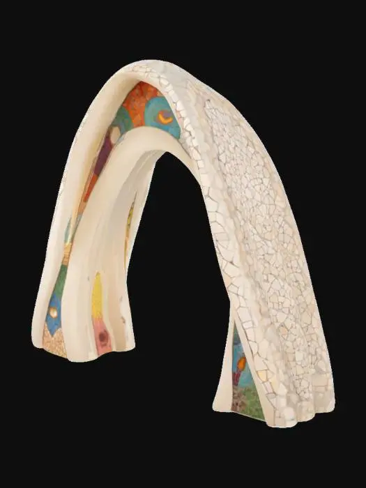 3D model for catenary arch by Gaudi, designed using catenary arches. combine zaha hadid and gaudi, Hằng Nga Guesthouse, Arch, #arch#, arch only