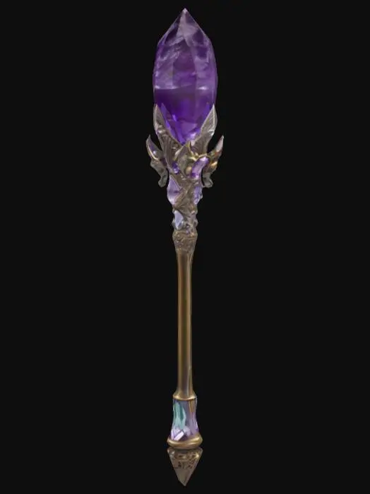 3D model for The staff of Gandalf-Odin-Merlin with a purple quartz crystal on top