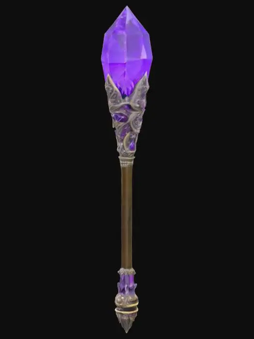 3D model for The staff of Gandalf-Odin-Merlin with a purple quartz crystal on top