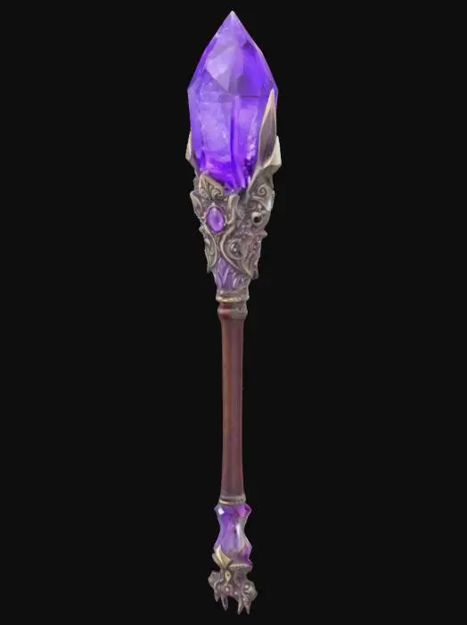 3D model for The staff of Gandalf-Odin-Merlin with a purple quartz crystal on top