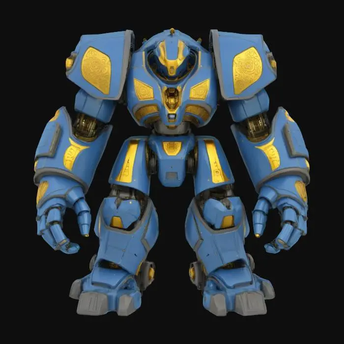 3D model for #emblem#, Ukrainian Giant Magic Mecha Army kaiju giant game asset, 