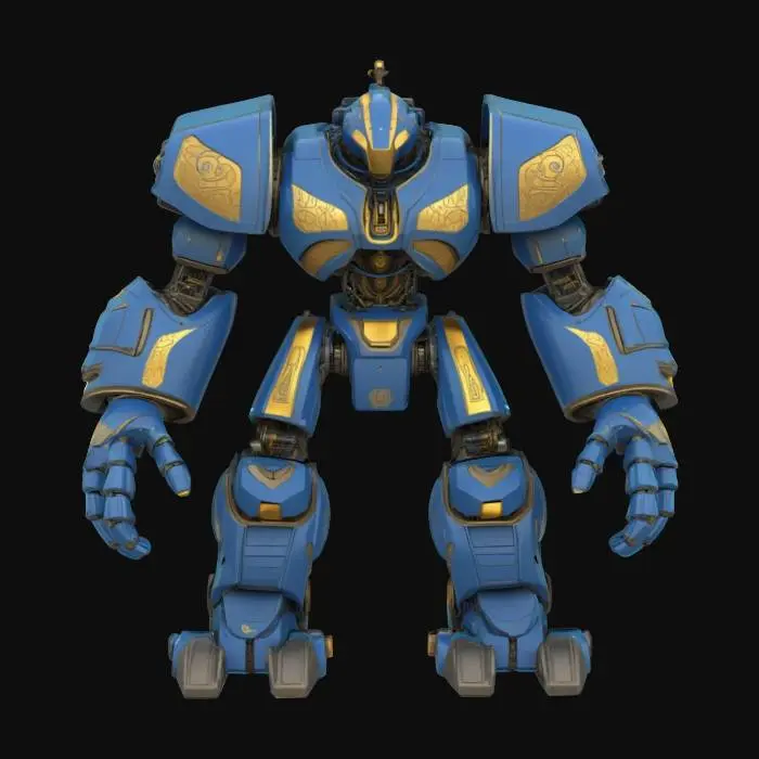 3D model for #emblem#, Ukrainian Giant Magic Mecha Army kaiju giant game asset, 