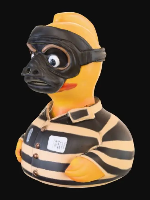 3D model for Create a rubber duck that looks like hannibal lecter. Include the mask and prison clothes. 
