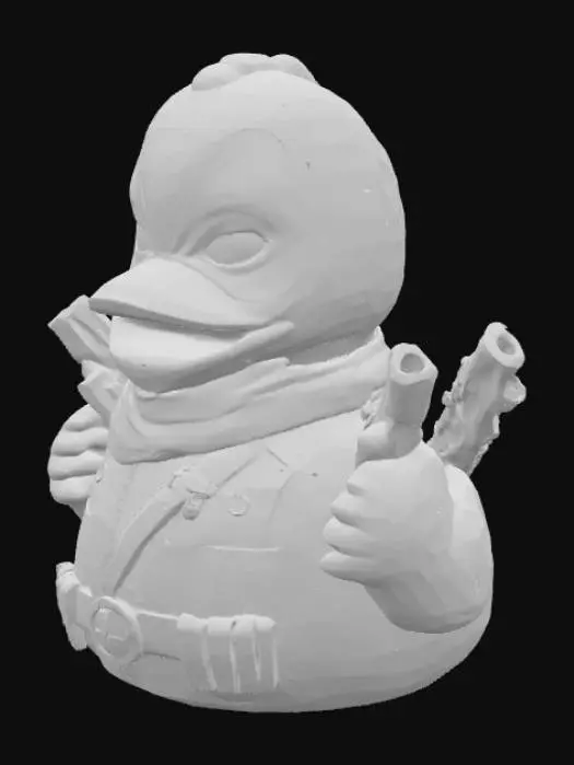 3D model for Create a rubber ducky with the head of deadpool. use a normal rubber ducky body but dress it in deadpools outfit. Include deadpools iconic pistols. 
