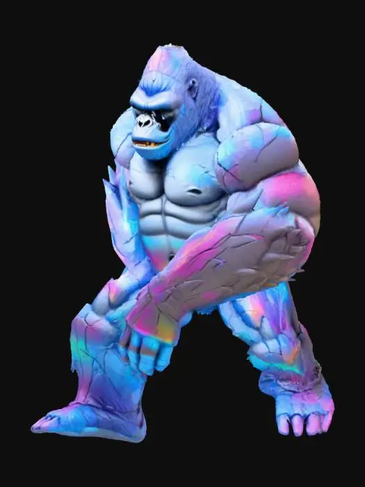 3D model for create the king kong in diamond armour , make his eyes rainbow