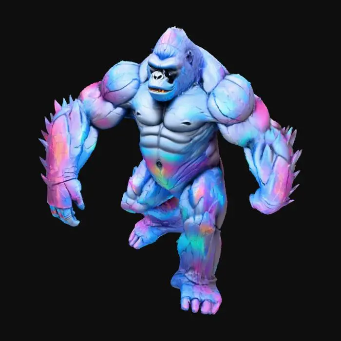 3D model for create the king kong in diamond armour , make his eyes rainbow