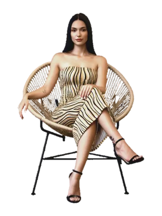 Modelong 3D na Striped Elegance in a Rattan Chair, #EasterEgg2026# - Home, ginawa ng AI