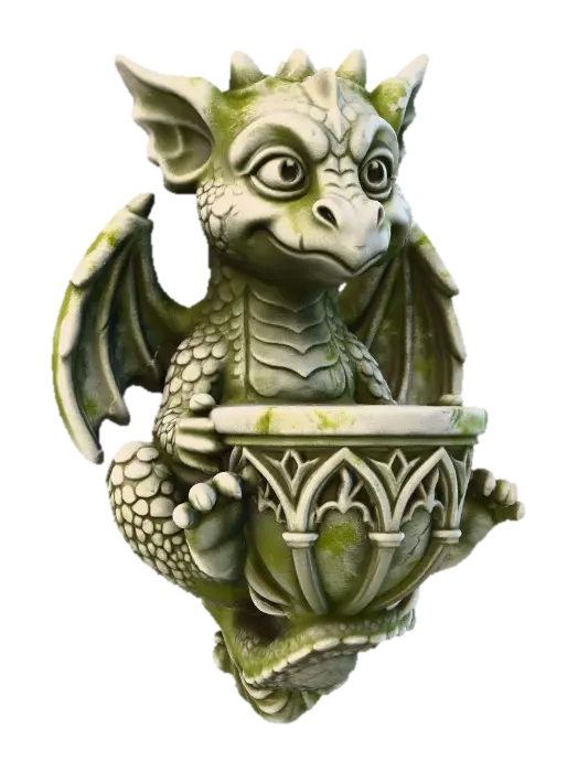 eine niedliche kindliche Gotische Goblin Drachen Fantasie Stein Figur als… - Candleholder 3D model, vytvořený pomocí AI