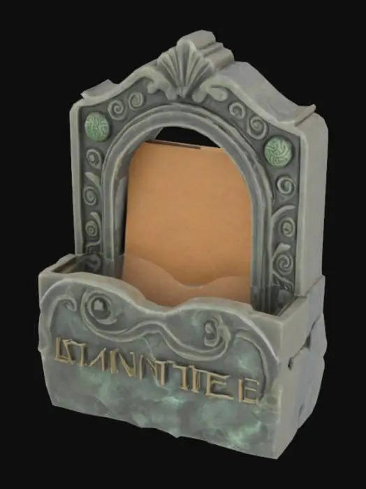 3D model for stone board game card holder, fantasy card holder with inscryptions, the card holder is only for one card, at the top, the cardholder has a small opening