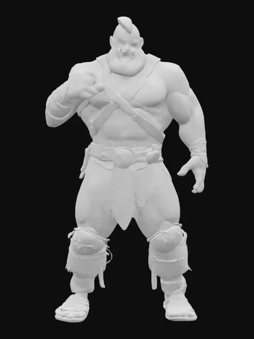 3D model for A full-body 30 years old goliath barbarian muscular body leather clothing. Highly detailed face with full multiple battle scars and an evil smile. His muscles flexed, his arm extended, he punches forward with tremendous force.
Style: masterpiece, 8k resolution, dynamic lighting, hyperdetailed, intricately detailed, photorealistic, photorealism, hyperrealism, ultra quality, 8k, hyper-detailed, photorealism, hyperrealism, figurine fantasy dnd 3D avatar