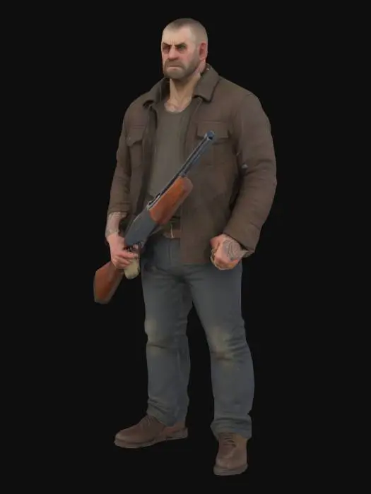 3D model for A man a shotgun in the crook of his arm
