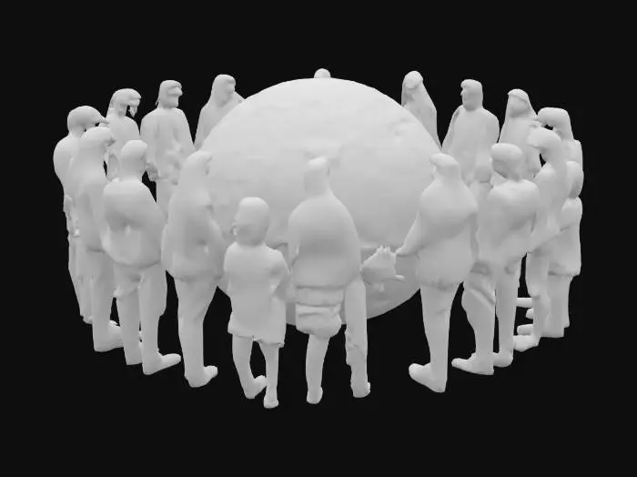 3D model for #AroundTheWorld#, fais moi un objet qui célèbre la fraternité dans le monde , entre tous les hommes