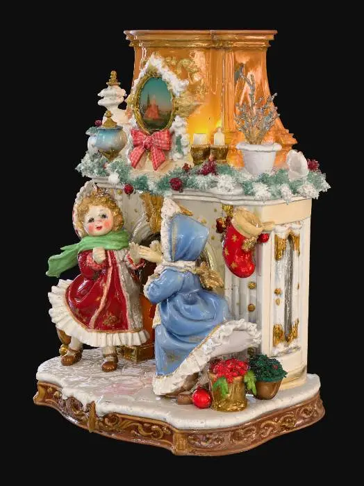 3D model for Élégante figurine d'enfants de Noël victoriens, jouants pres de la cheminée#Christmas2025#