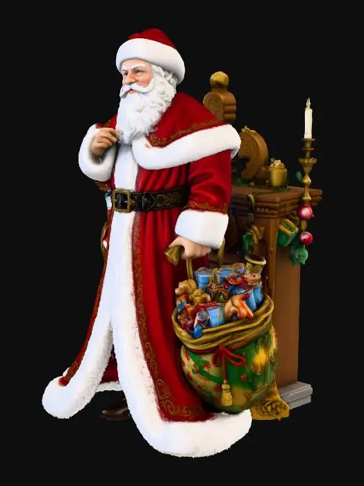 3D model for Élégante figurine du pere Noël victorien, pres de la cheminée#Christmas2025#