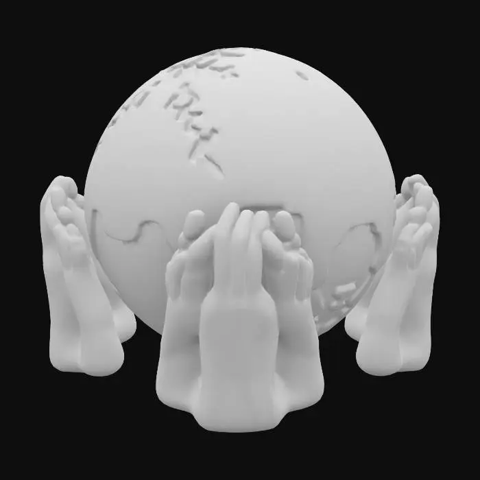 3D model for #AroundTheWorld#, fais moi un objet qui célèbre la fraternité dans le monde , entre tous les hommes